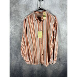 Tommy Bahama Boulevard LS Silk Shirt Mens Large Terra Cotta Striped T32546 NWT